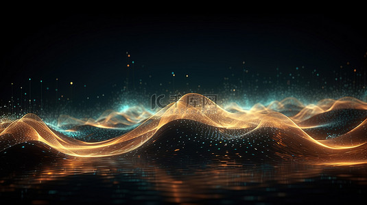 网格科技背景图片_未来 HUD 设计中发光科技粒子的高级 3D 渲染