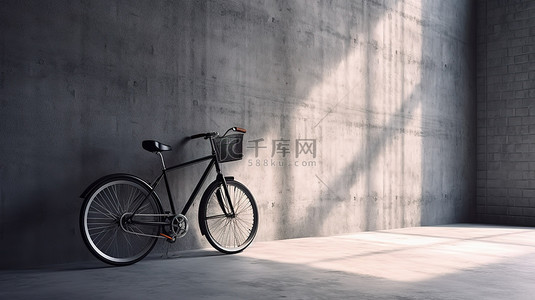 老背景背景图片_简约自行车靠在 3d 渲染的混凝土墙上