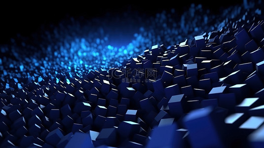 抽象背景与 3D 深蓝色粒子技术