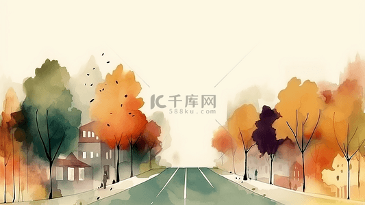 秋天季节风景插画