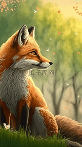 狐狸和鸡背景图片_森林动物狐狸卡通背景