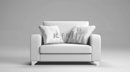 独立白色背景躺椅沙发椅的高级照片 3D 渲染