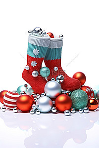 针织圣诞背景图片_一双针织靴包围