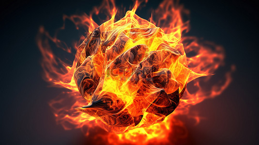 燃烧的艺术 3D 渲染插图
