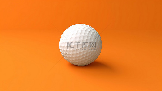 打高尔夫球模特背景图片_橙色背景上充满活力的 3D 插图隔离白色高尔夫球