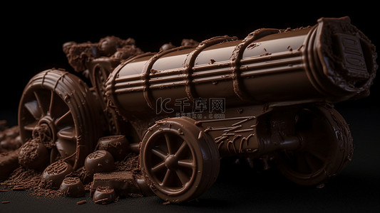 卡通情人节巧克力背景图片_巧克力炮车模型