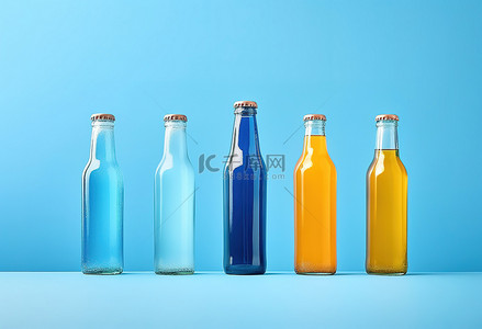 蓝色蓝色蓝色蓝色瓶子隔离在蓝色背景