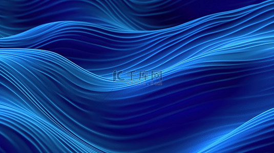 具有抽象循环和波纹的 3d 蓝色波浪