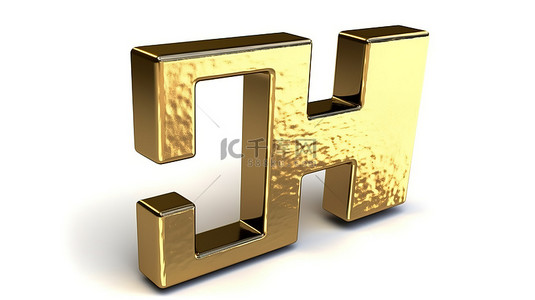 数字4的字体背景图片_白色背景，具有 3D 渲染的闪亮金属质感，锤击黄铜右方括号符号