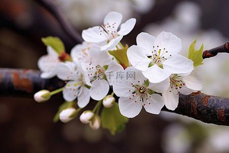 盛开的樱花树枝塞进树框