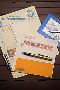 春节明信片背景图片_纽约市商务舱飞行员的文件和信封