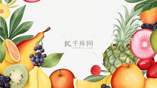 新鲜果实背景图片_水果可爱插画