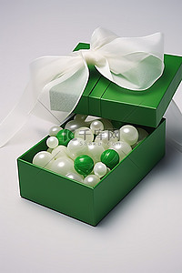 高定背景图片_一个白色的盒子，里面装满了绿色和白色的糖果