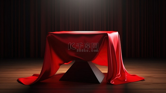 3d 渲染中带红布的方桌