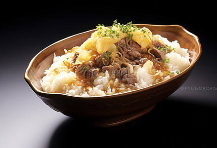 一个碗，里面有米饭和肉