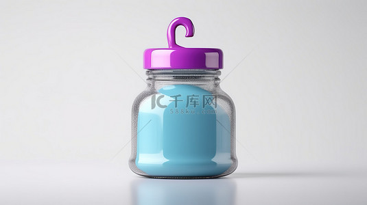 带婴儿奶瓶和问号的孤立白色背景的 3D 插图