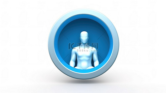 用户头像背景图片_白色切口中空白蓝色男性头像的 3D 渲染，非常适合个人资料页面和互联网主题
