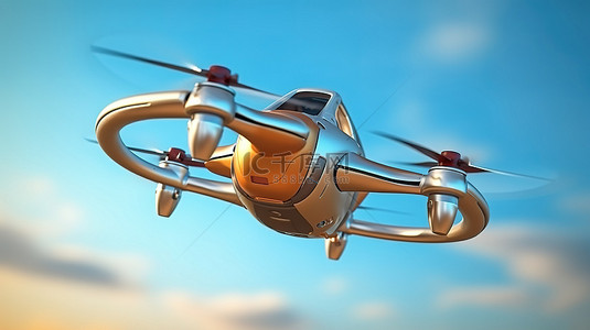 无人机拍摄的鸟瞰图，具有 3D 渲染的令人惊叹的天空背景