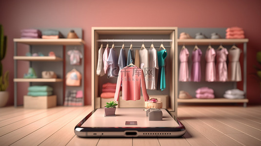 数字零售疗法说明了计算机和移动设备上在线服装购物的 3D 渲染