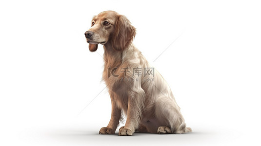 在纯白色背景下以 3d 设置呈现的犬类网格模型