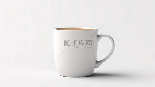 白色纸杯样机背景图片_咖啡杯样机时尚 3D 插图渲染在白色背景上