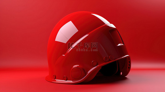 安全摩托车背景图片_充满活力的背景增强了引人注目的红色头盔的 3D 渲染效果