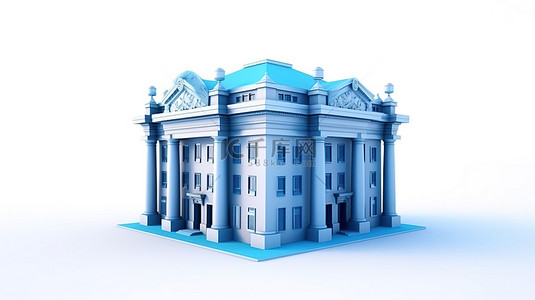 银行投资背景图片_独立银行大楼的 3d 渲染