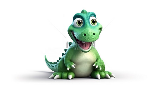 一个孤立的恐龙角色的俏皮 3D 插图