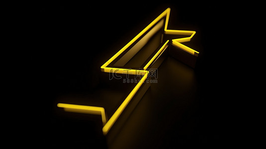 渲染的 3d 黄色箭头图标象征向下的销售方向