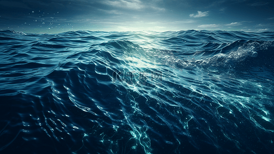 蓝色卡通海浪背景图片_水波纹特写装饰图案波浪海浪背景