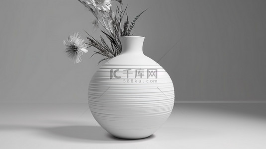 白色背景突出显示 3d 渲染花瓶