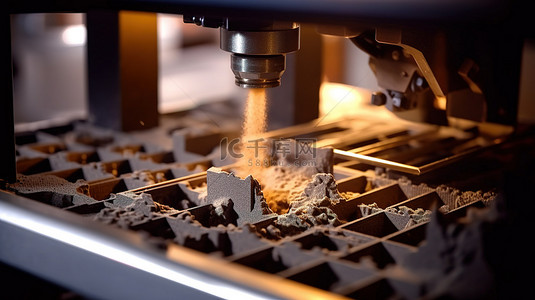 3D 打印机在开放工作室中用金属粉末生产物体