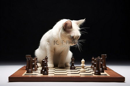 马背景图片_一只猫正在棋盘上下棋