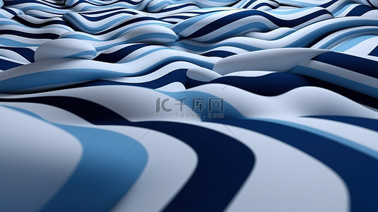 白色和蓝色条纹背景的 3d 渲染