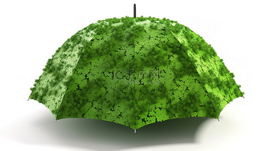 环境保护插画背景图片_伞下的生态保护白色背景 3d 渲染