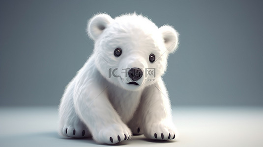 可爱小猪背景图片_3d 渲染中的可爱北极熊