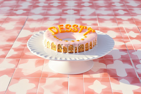 瓷砖地板上的橙色蛋糕甜点
