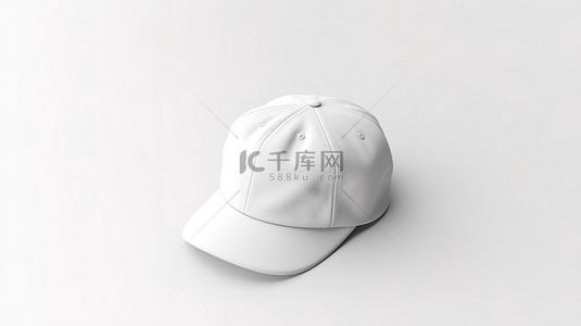 犯罪题材背景图片_空白白色背景上白色制服帽或帽子样机的 3D 渲染