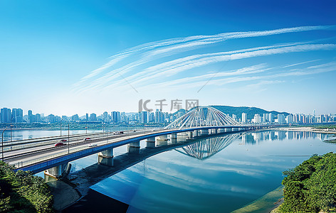 青之旅代金券背景图片_韩国城市和河流景观之旅