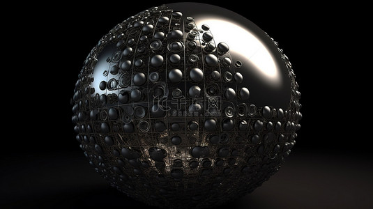 使用众多圆圈进行抽象建模的未来球 3D 插图