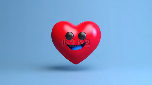 心脏表情符号 facebook 反应气球符号的 3d 渲染