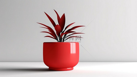 奇异恩典背景图片_单色室内植物，具有奇异的红色调和腿盆时尚的 3d 图标