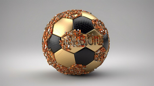 足球纹理 3D 渲染创建“新闻”一词