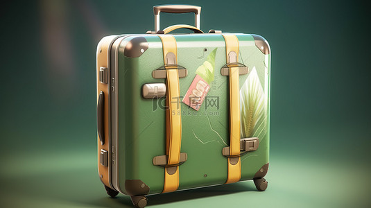旅行箱背景图片_3D 渲染的旅行箱图标非常适合您的下一次旅程