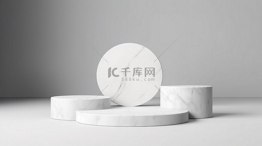 时尚奢侈品背景图片_用于产品展示的时尚 3D 渲染白色大理石讲台