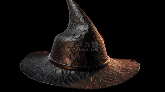 神秘背静背景图片_黑色背景的神秘 3D 女巫帽子，适合诡异的万圣节