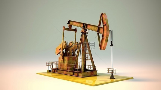 机械设备背景图片_石油工业设备 3d 渲染油井泵在油田的运行