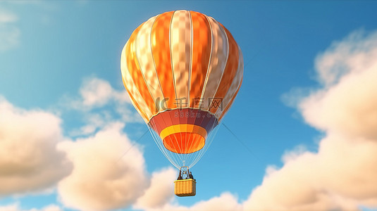 热气背景图片_蓝天热气球的 3D 插图