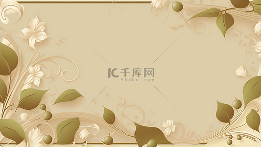 珍珠奶茶产品背景图片_奶茶色花叶背景