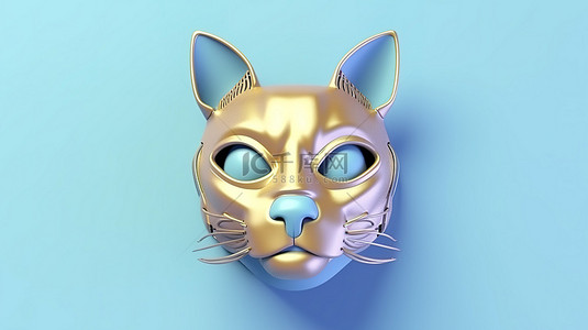 戴着面具的猫的有趣 3D 渲染